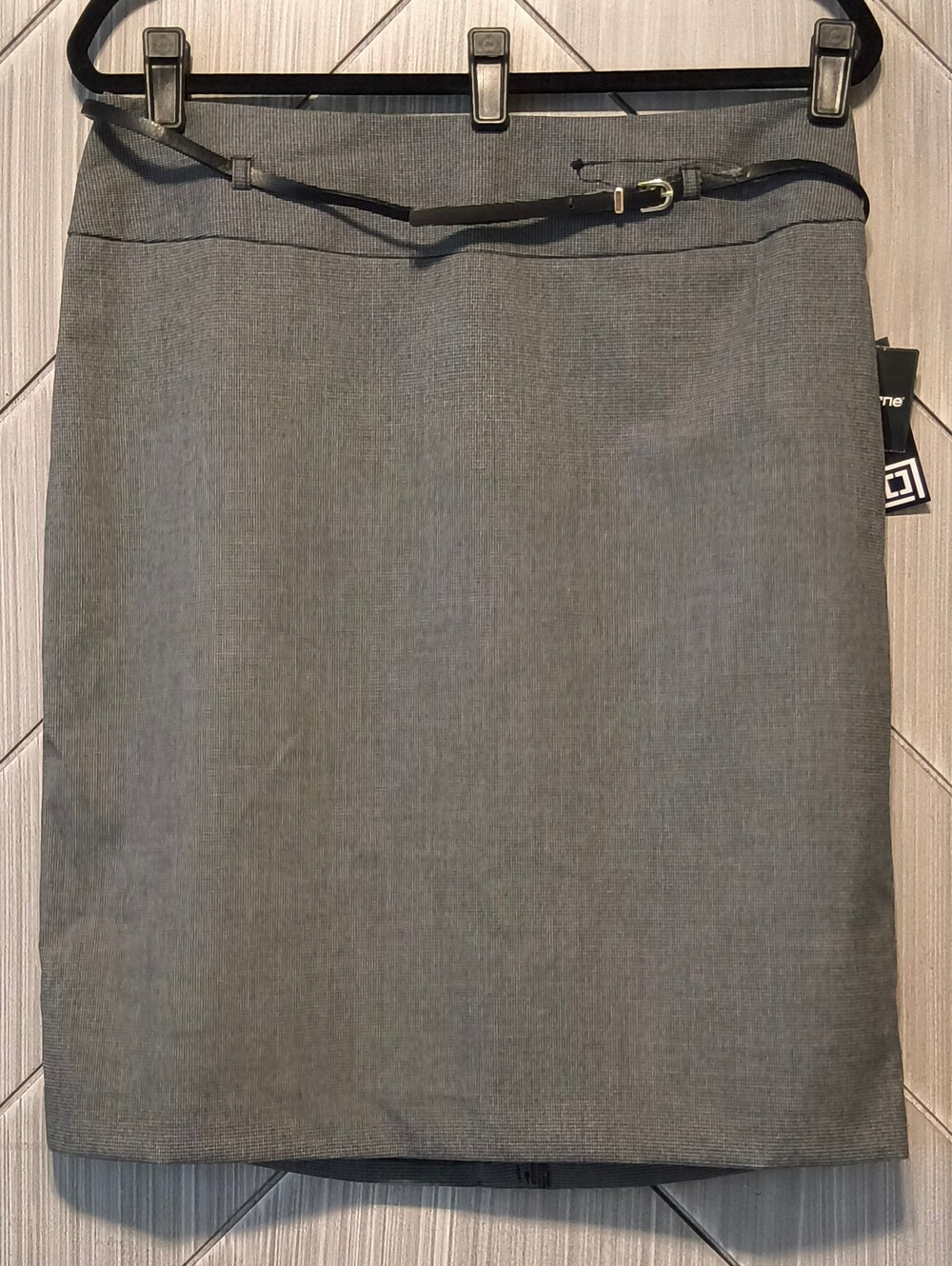 NWT Liz Claiborne Career 12 Gray & Black Micro Houndstooth Pencil Skirt